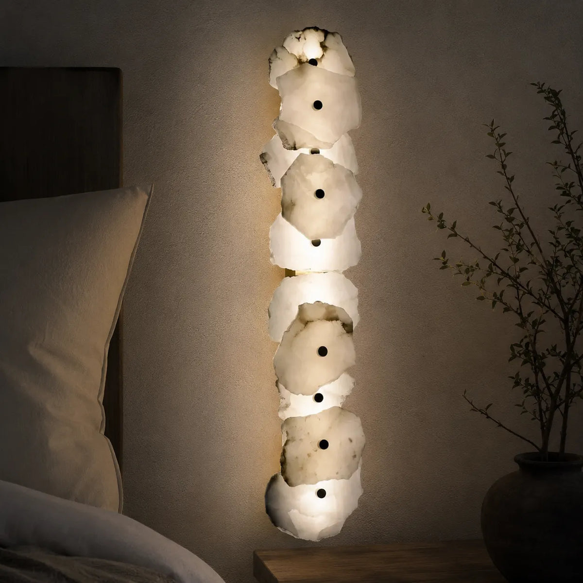 Wall Sconce Lighting with Marble Sculptural Design and Adjustable Head Configuration