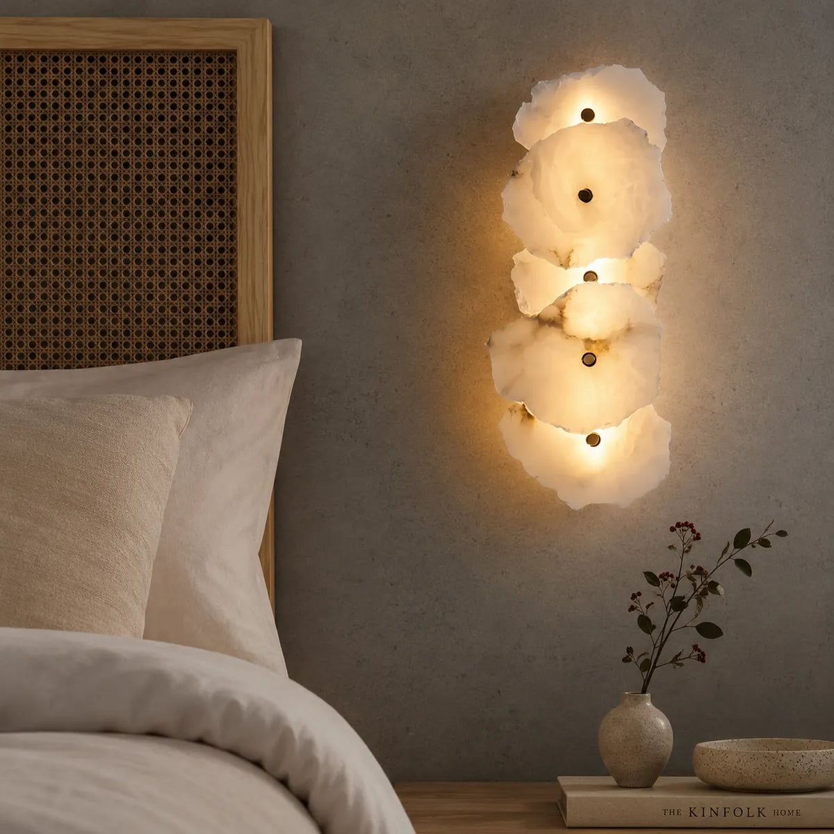 Wall Sconce Lighting with Marble Sculptural Design and Adjustable Head Configuration