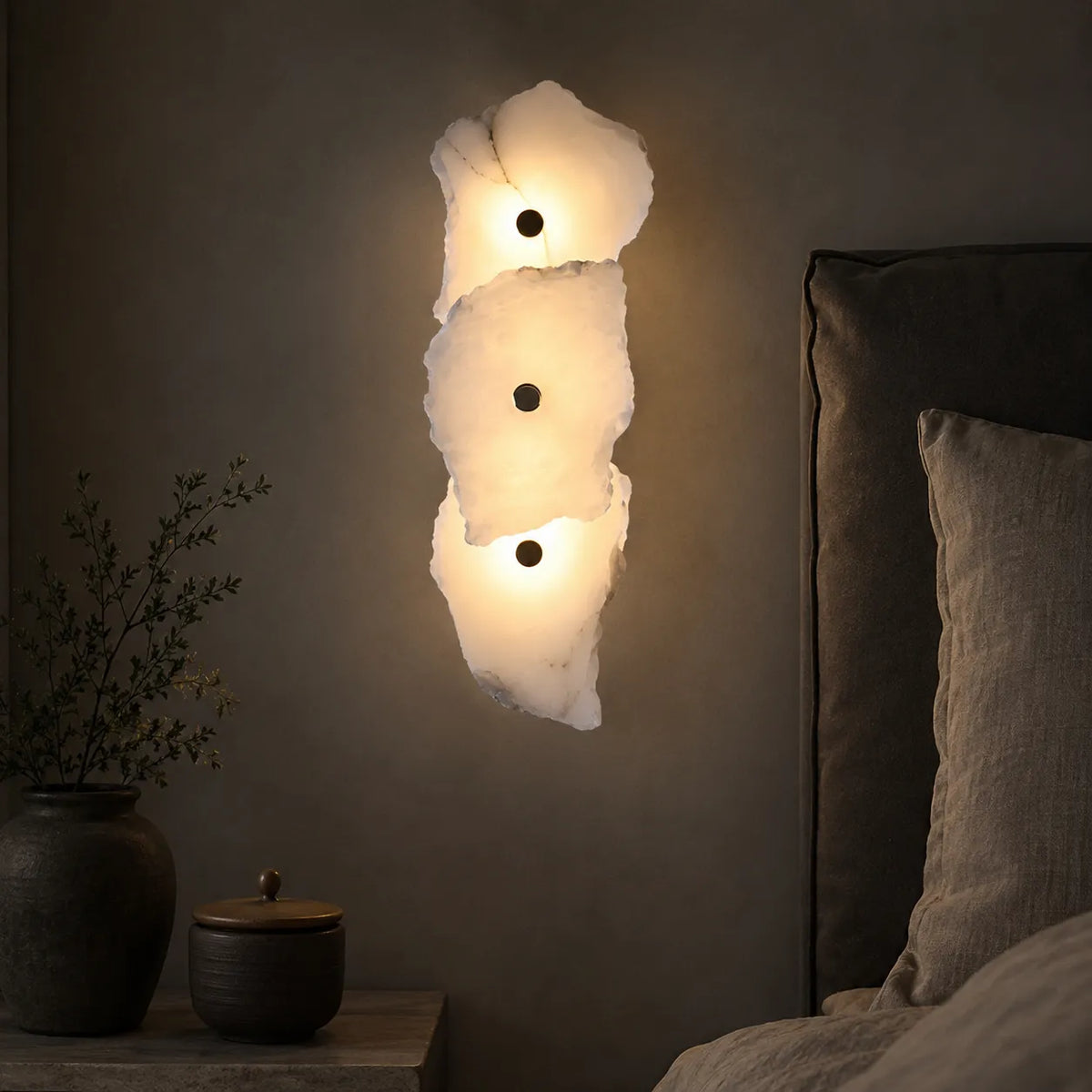 Wall Sconce Lighting with Marble Sculptural Design and Adjustable Head Configuration