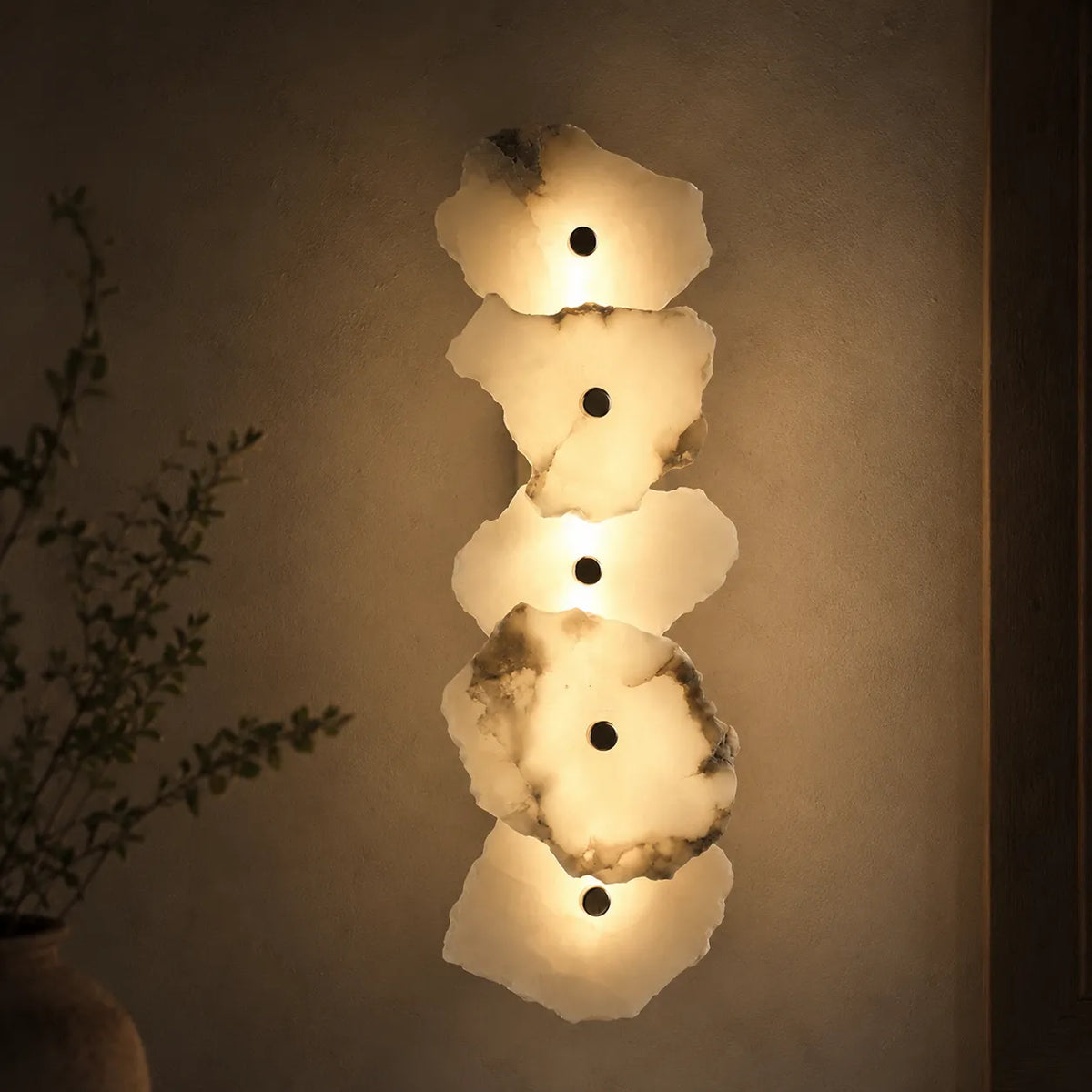 Wall Sconce Lighting with Marble Sculptural Design and Adjustable Head Configuration