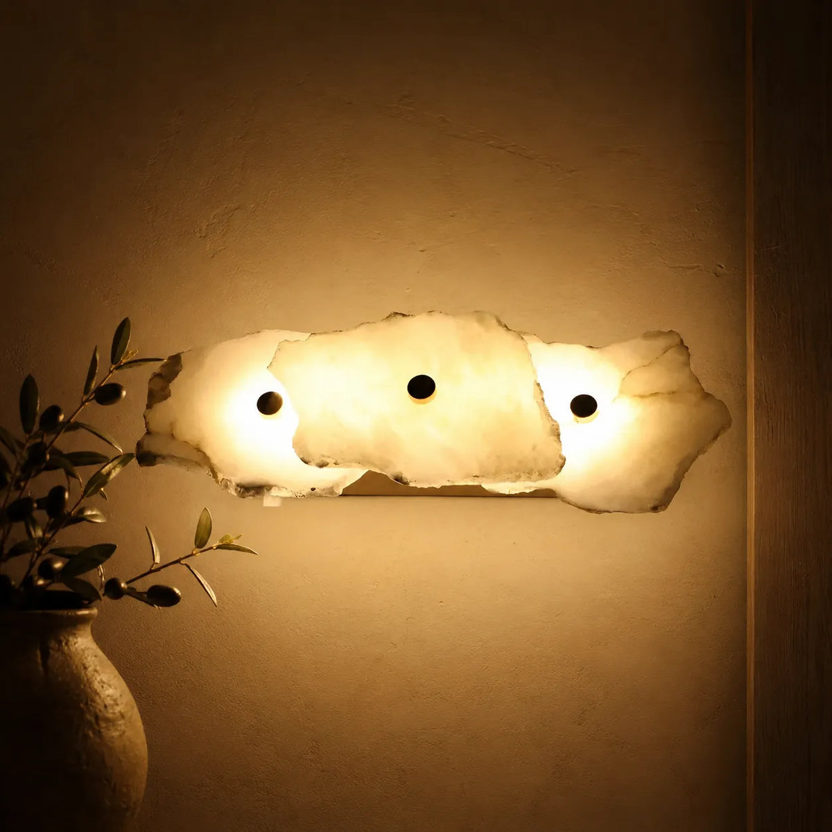 Wall Sconce Lighting with Marble Sculptural Design and Adjustable Head Configuration