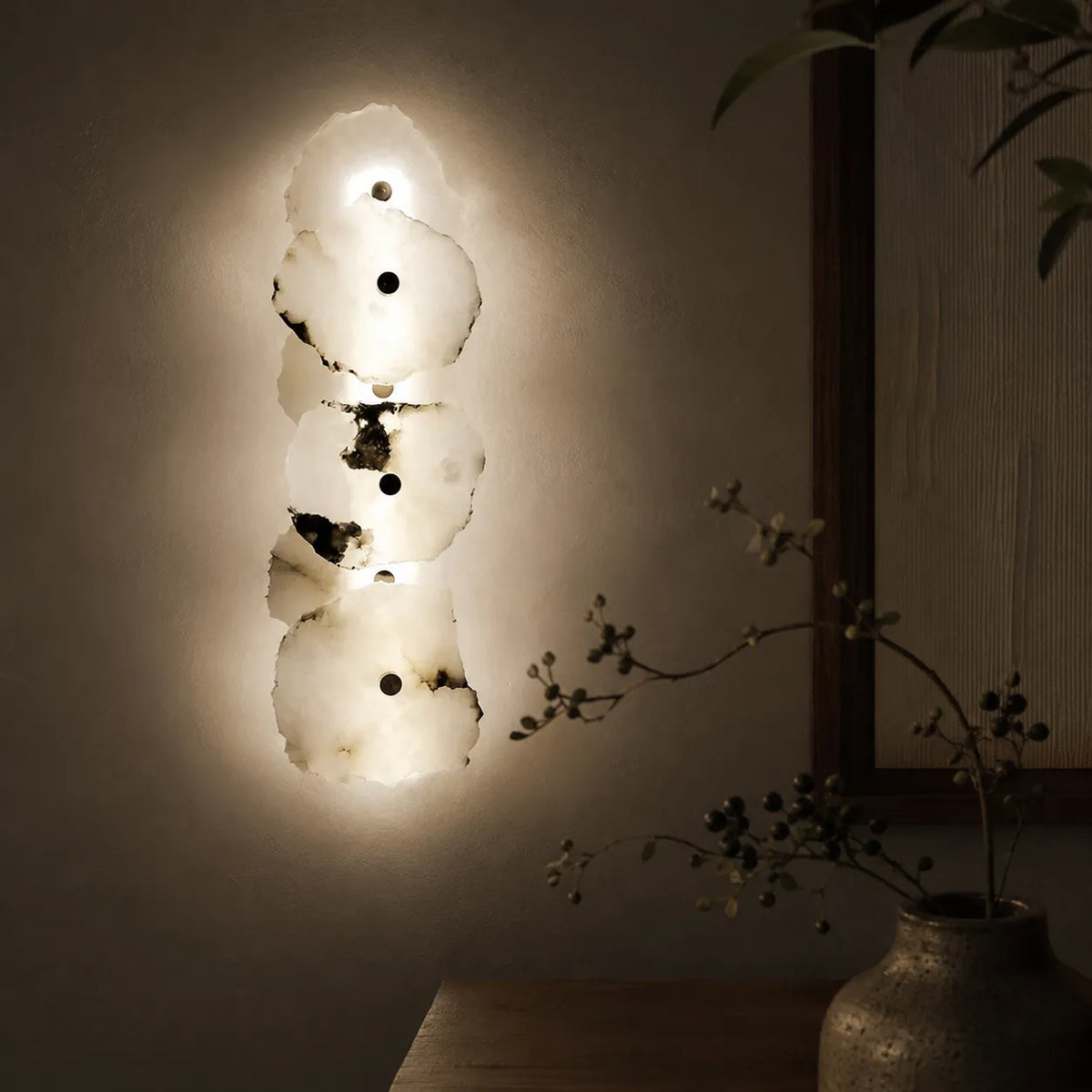 Wall Sconce Lighting with Marble Sculptural Design and Adjustable Head Configuration
