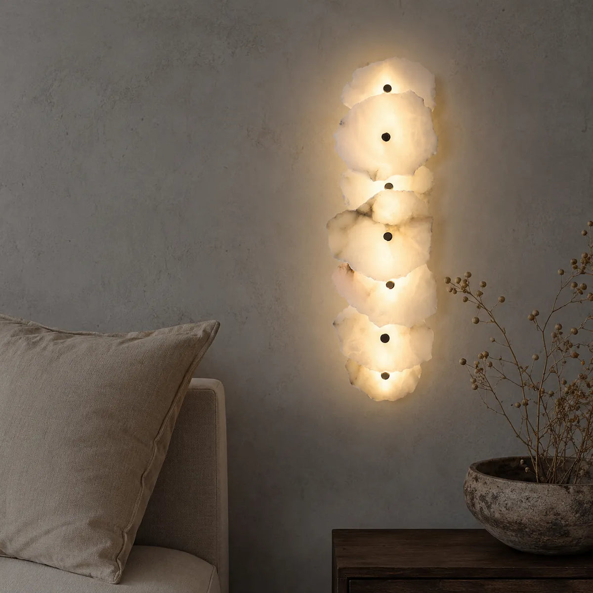 Wall Sconce Lighting with Marble Sculptural Design and Adjustable Head Configuration