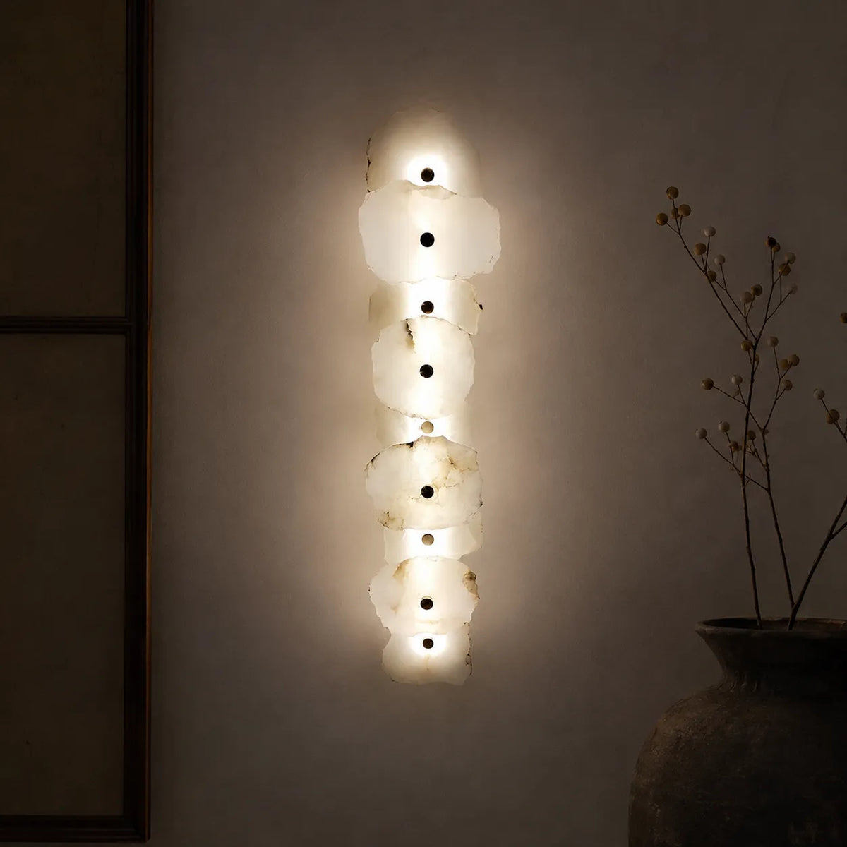 Wall Sconce Lighting with Marble Sculptural Design and Adjustable Head Configuration