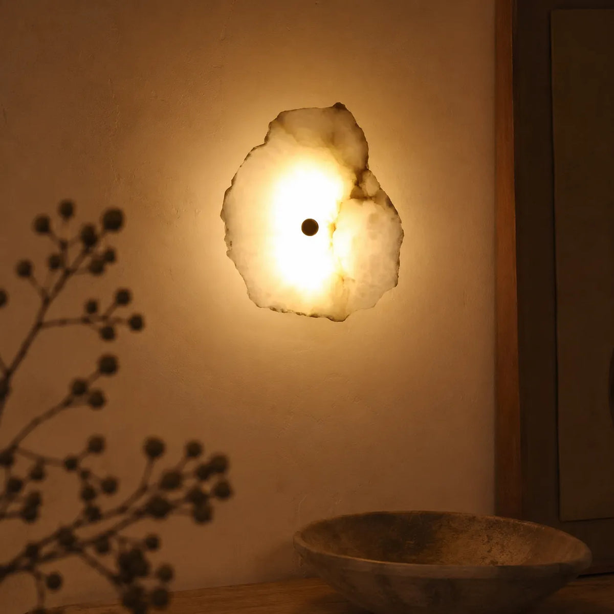 Wall Sconce Lighting with Marble Sculptural Design and Adjustable Head Configuration