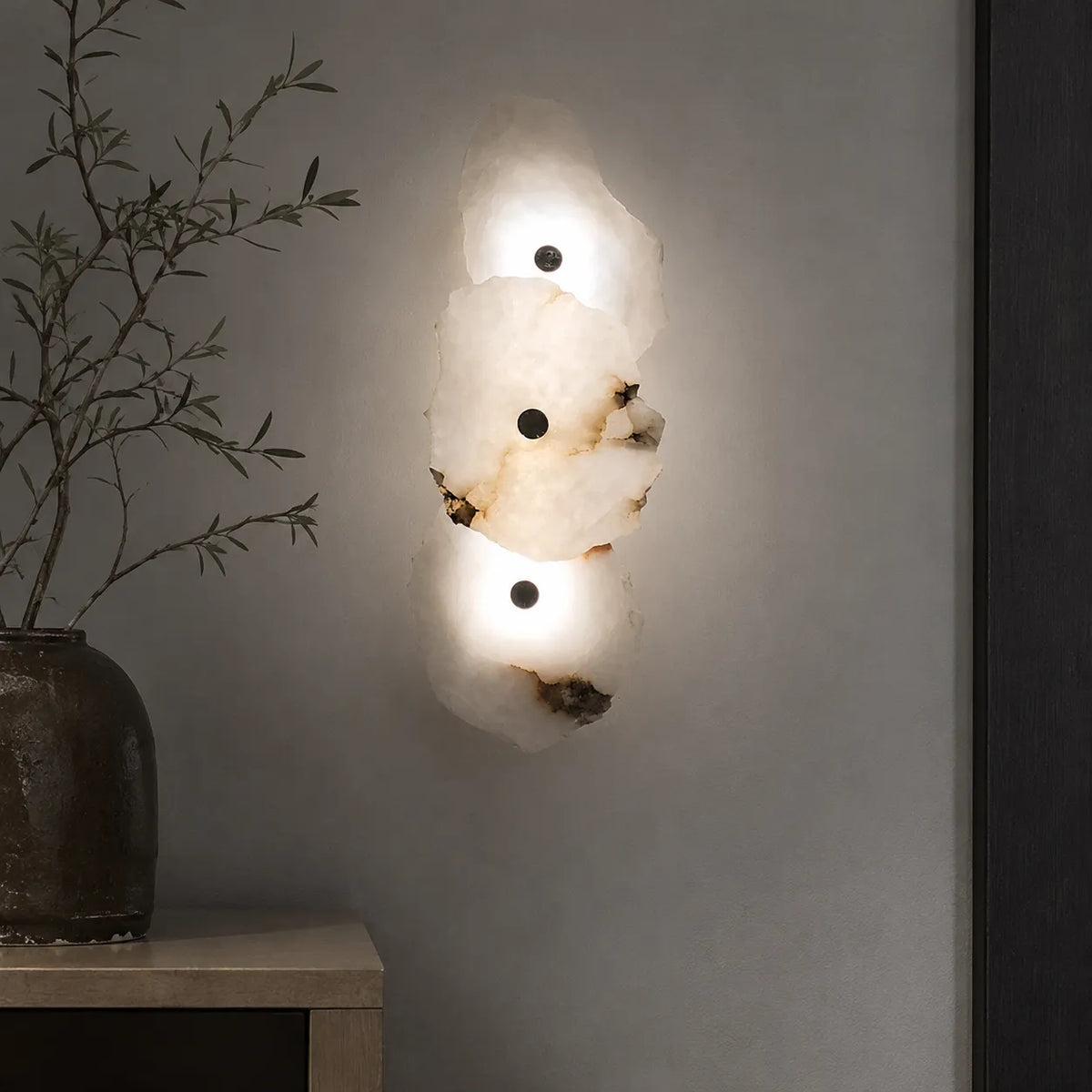 Wall Sconce Lighting with Marble Sculptural Design and Adjustable Head Configuration