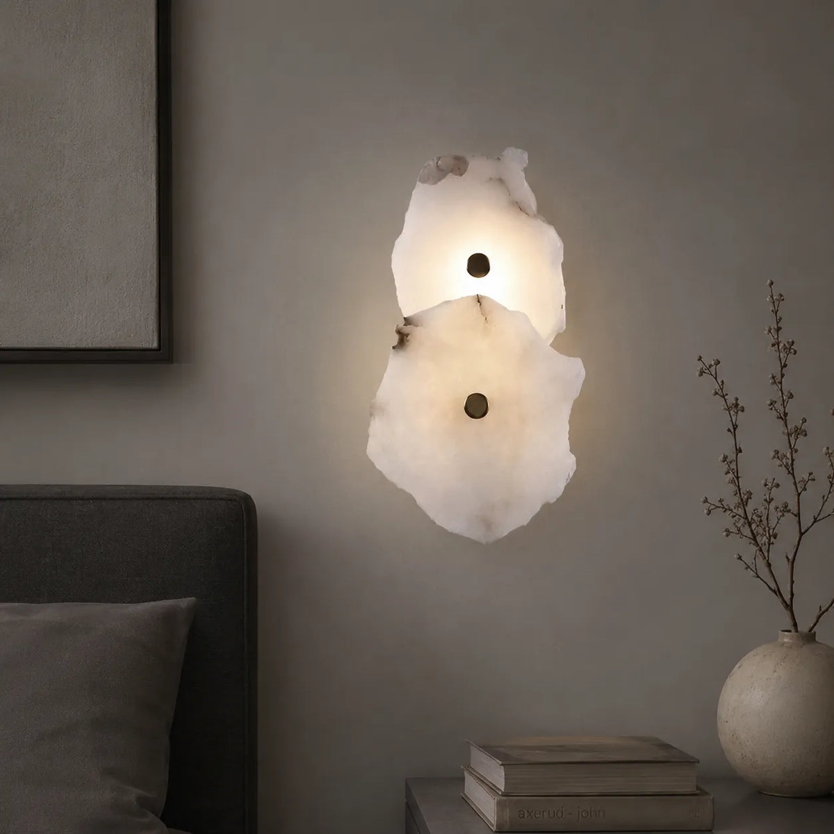Wall Sconce Lighting with Marble Sculptural Design and Adjustable Head Configuration