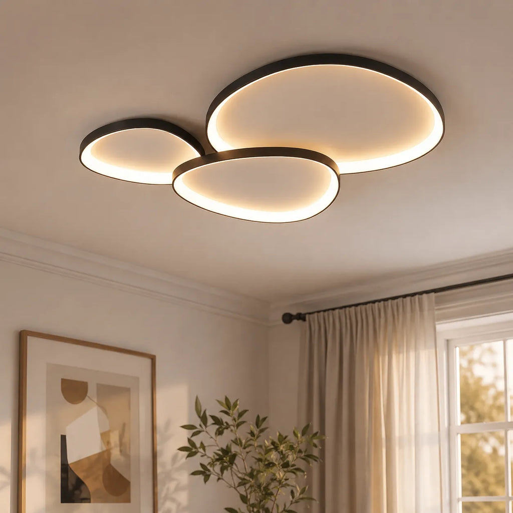 LED Ceiling Light Fixture with Modern Floating Ring Design for Bedroom Dining Room and Lounge