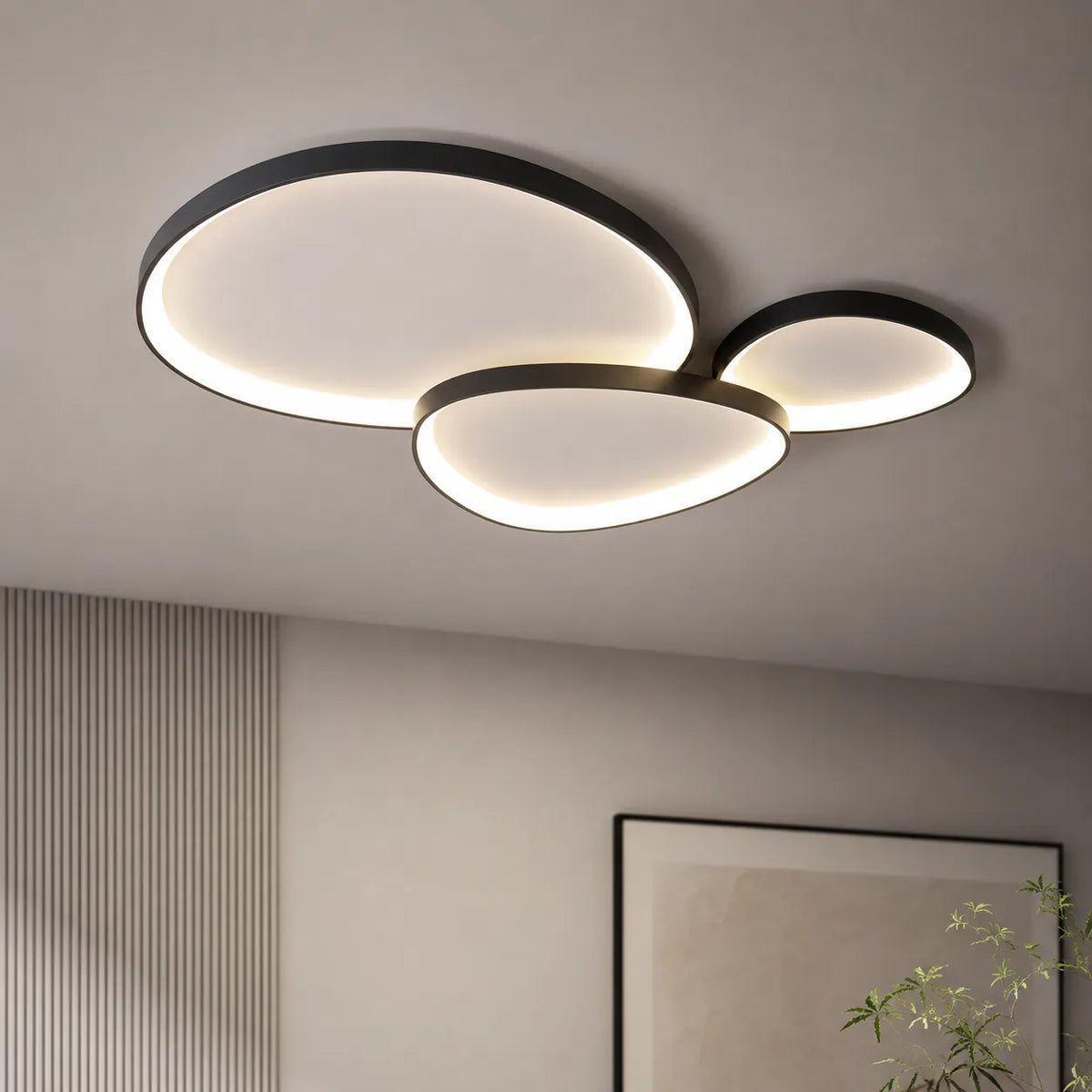 LED Ceiling Light Fixture with Modern Floating Ring Design for Bedroom Dining Room and Lounge
