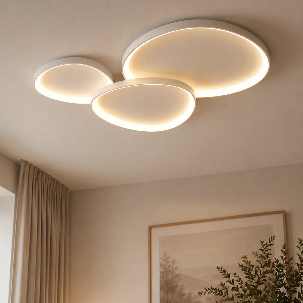 LED Ceiling Light Fixture with Modern Floating Ring Design for Bedroom Dining Room and Lounge