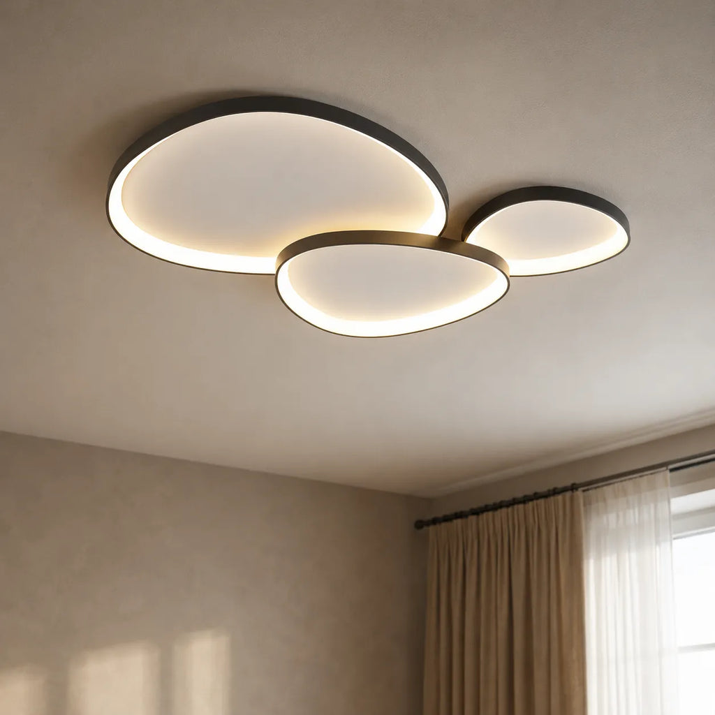 LED Ceiling Light Fixture with Modern Floating Ring Design for Bedroom Dining Room and Lounge