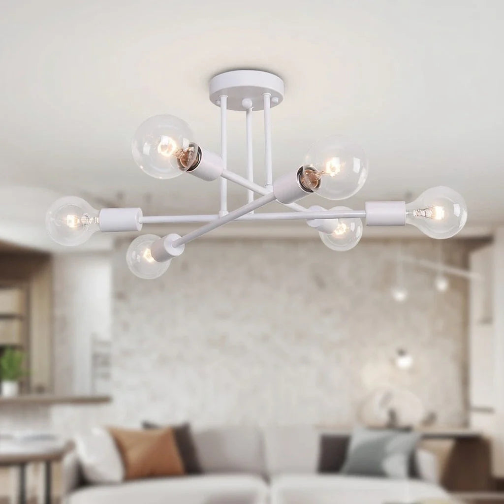 Kitchen Ceiling Lights Mid-Century 6-Light Linear Sputnik Semi Flush Mount