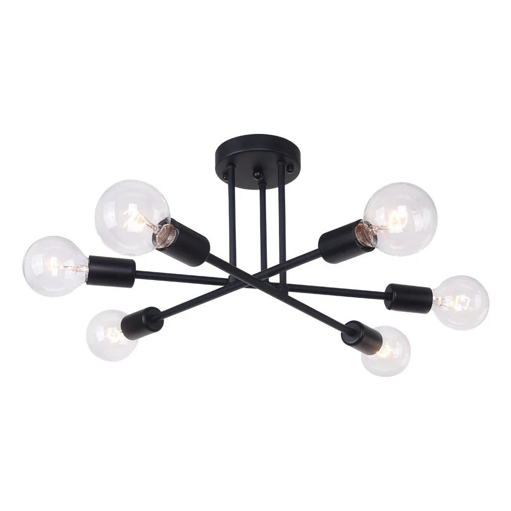 Kitchen Ceiling Lights Mid-Century 6-Light Linear Sputnik Semi Flush Mount