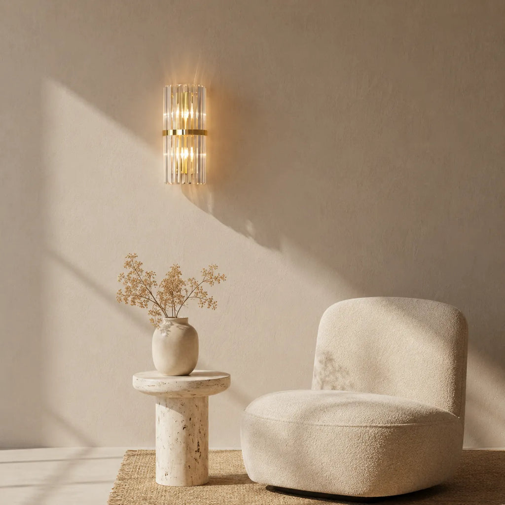 Avella moderne Wandleuchte aus Edelstahl und Kristall