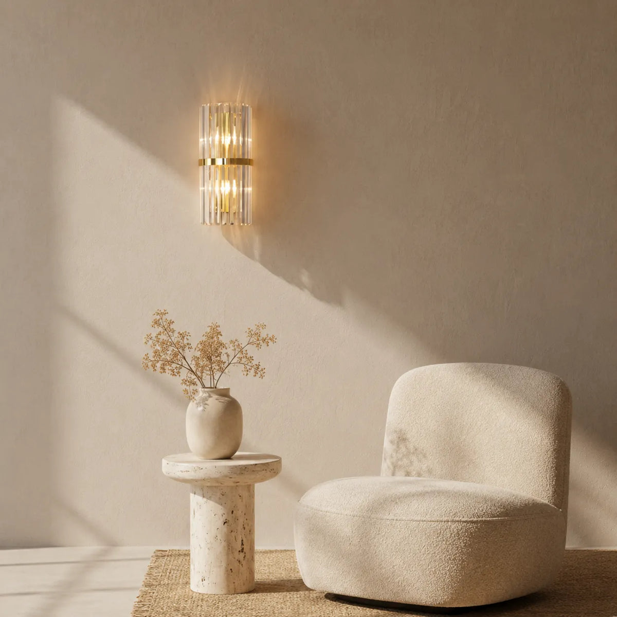 Avella moderne Wandleuchte aus Edelstahl und Kristall