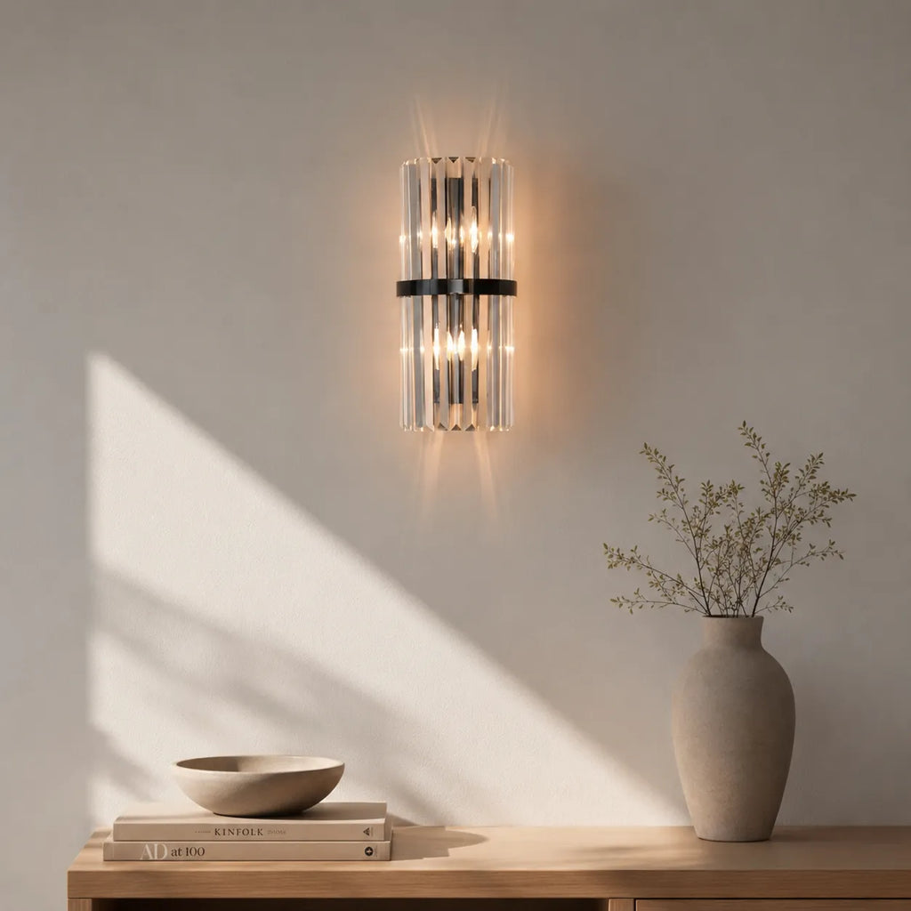 Avella moderne Wandleuchte aus Edelstahl und Kristall