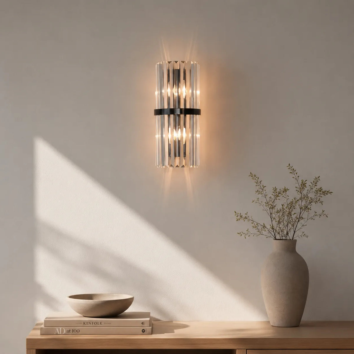 Avella moderne Wandleuchte aus Edelstahl und Kristall