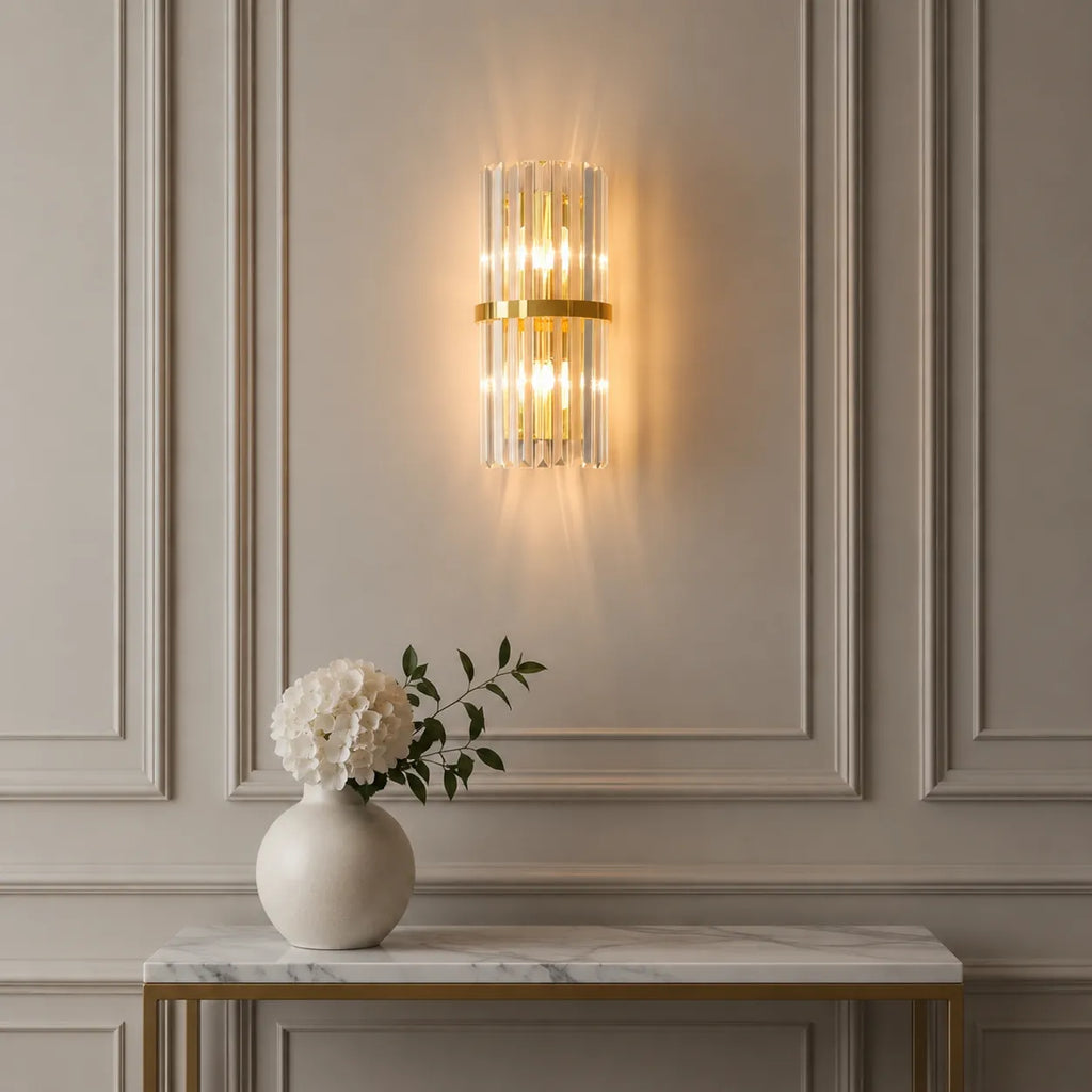 Avella moderne Wandleuchte aus Edelstahl und Kristall