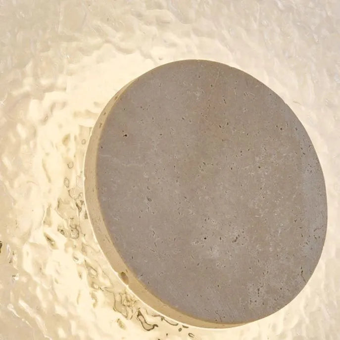 Wall Light with Travertine Base and Acrylic Diffuser LED Modern Sconce