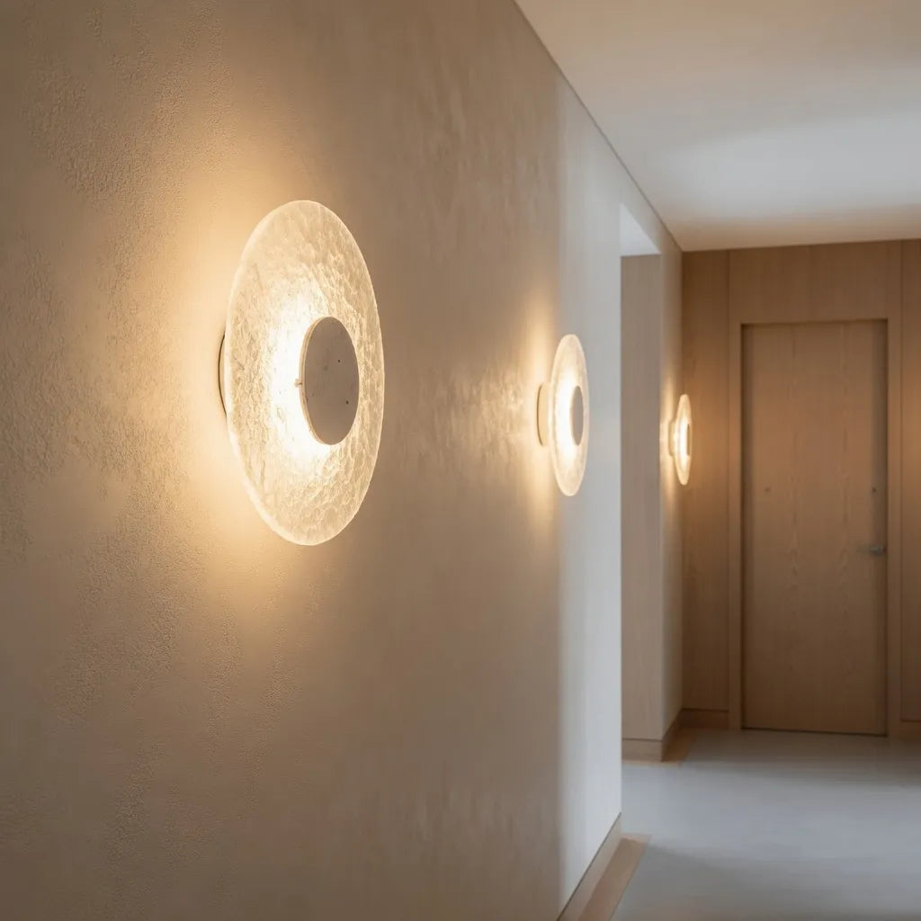 Wall Light with Travertine Base and Acrylic Diffuser LED Modern Sconce