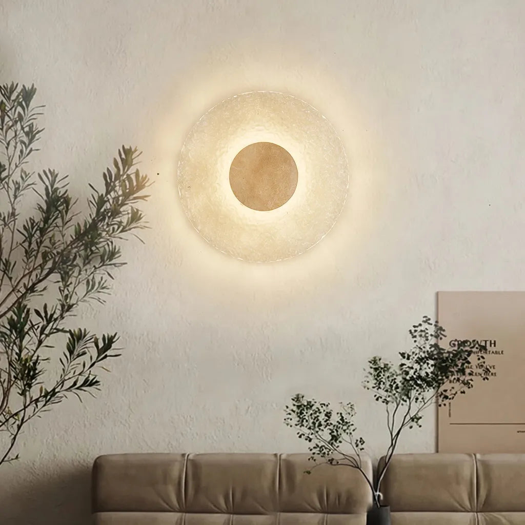 Wall Light with Travertine Base and Acrylic Diffuser LED Modern Sconce