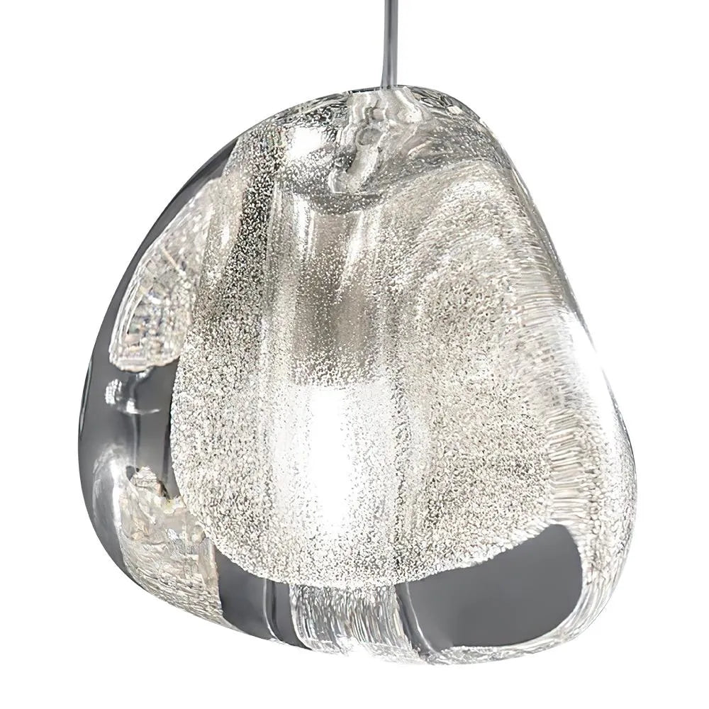 Pendant Light with Modern Crystal Waterfall Cluster Design and Faceted Elements