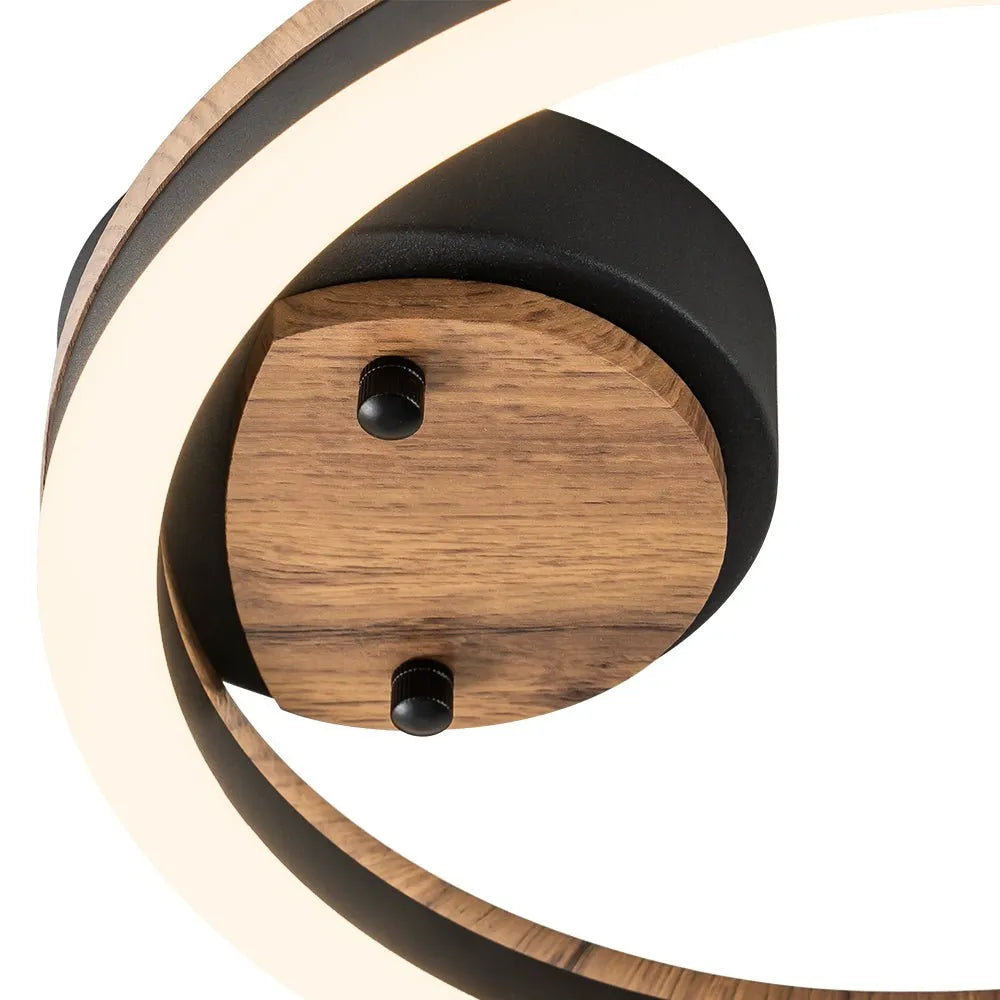 Kitchen Ceiling Lights Semi Flush LED with Modern Wood Accent Ring Design