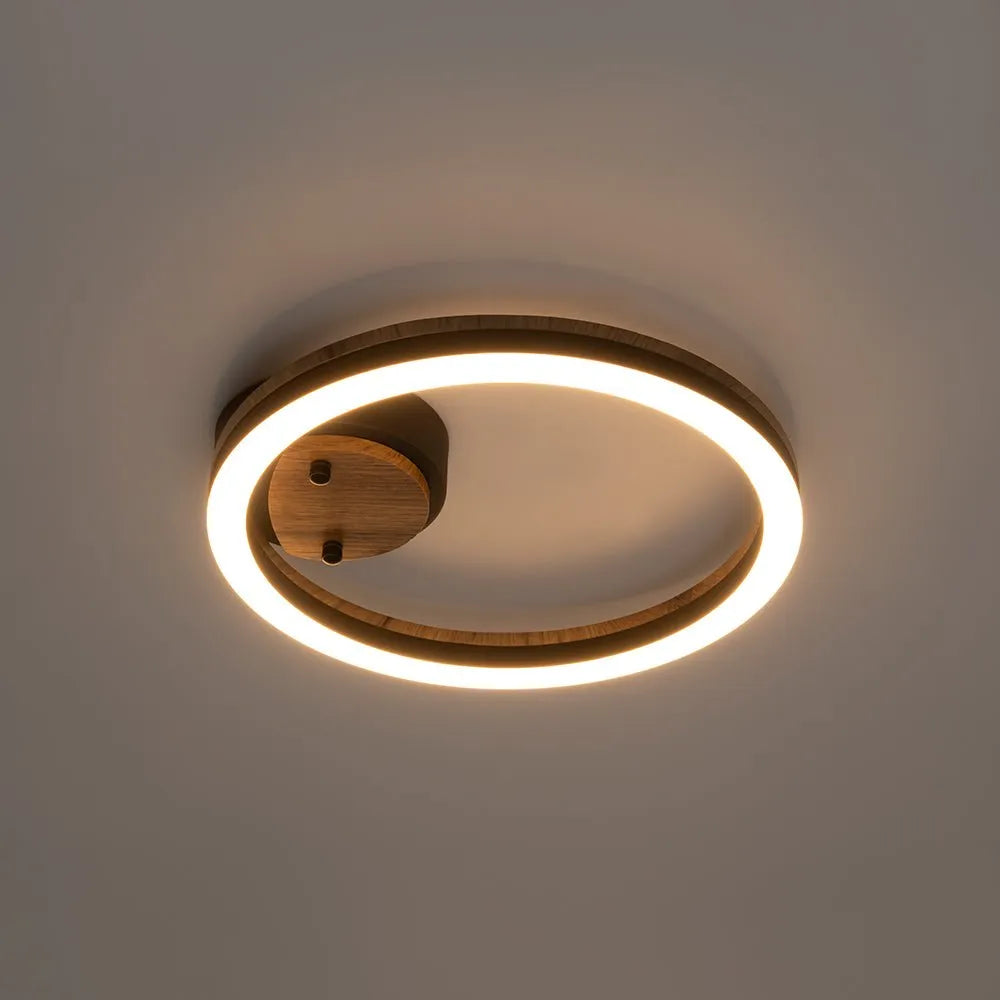 Kitchen Ceiling Lights Semi Flush LED with Modern Wood Accent Ring Design