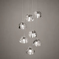 Pendant Light with Modern Crystal Waterfall Cluster Design and Faceted Elements
