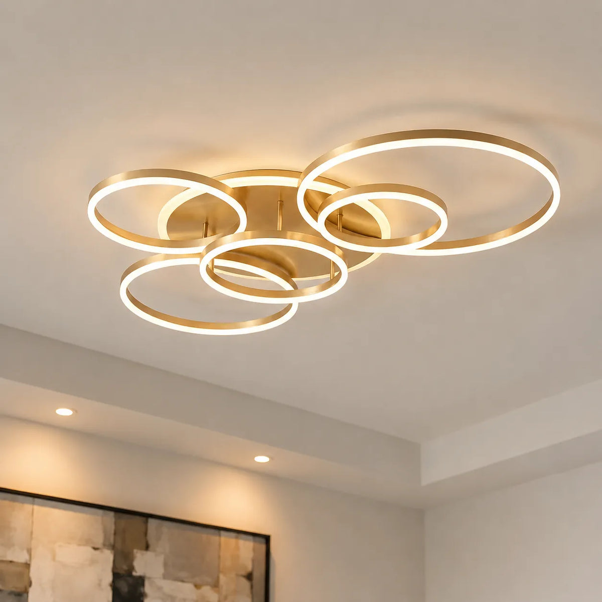 LED-Deckenleuchte mit modernen überlappenden Ringen für Schlafzimmer, Wohnzimmer und Wohnbereich
