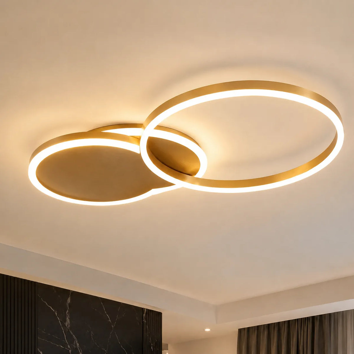 LED Ceiling Light Fixture with Modern Overlapping Rings for Bedroom Living Room Lounge