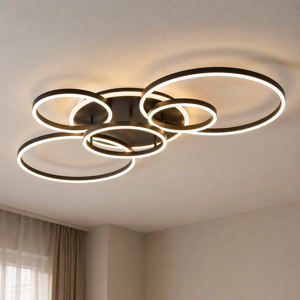 LED Ceiling Light Fixture with Modern Overlapping Rings for Bedroom Living Room Lounge