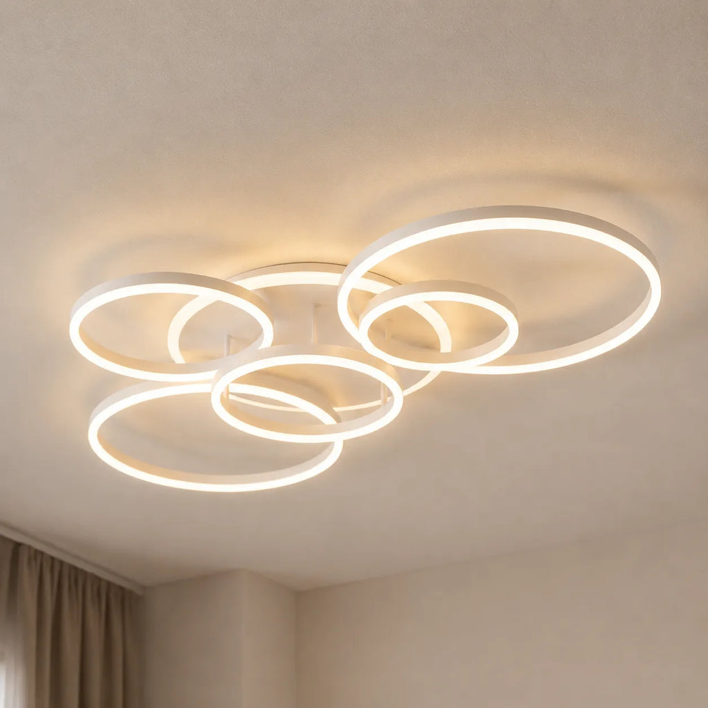 LED Ceiling Light Fixture with Modern Overlapping Rings for Bedroom Living Room Lounge