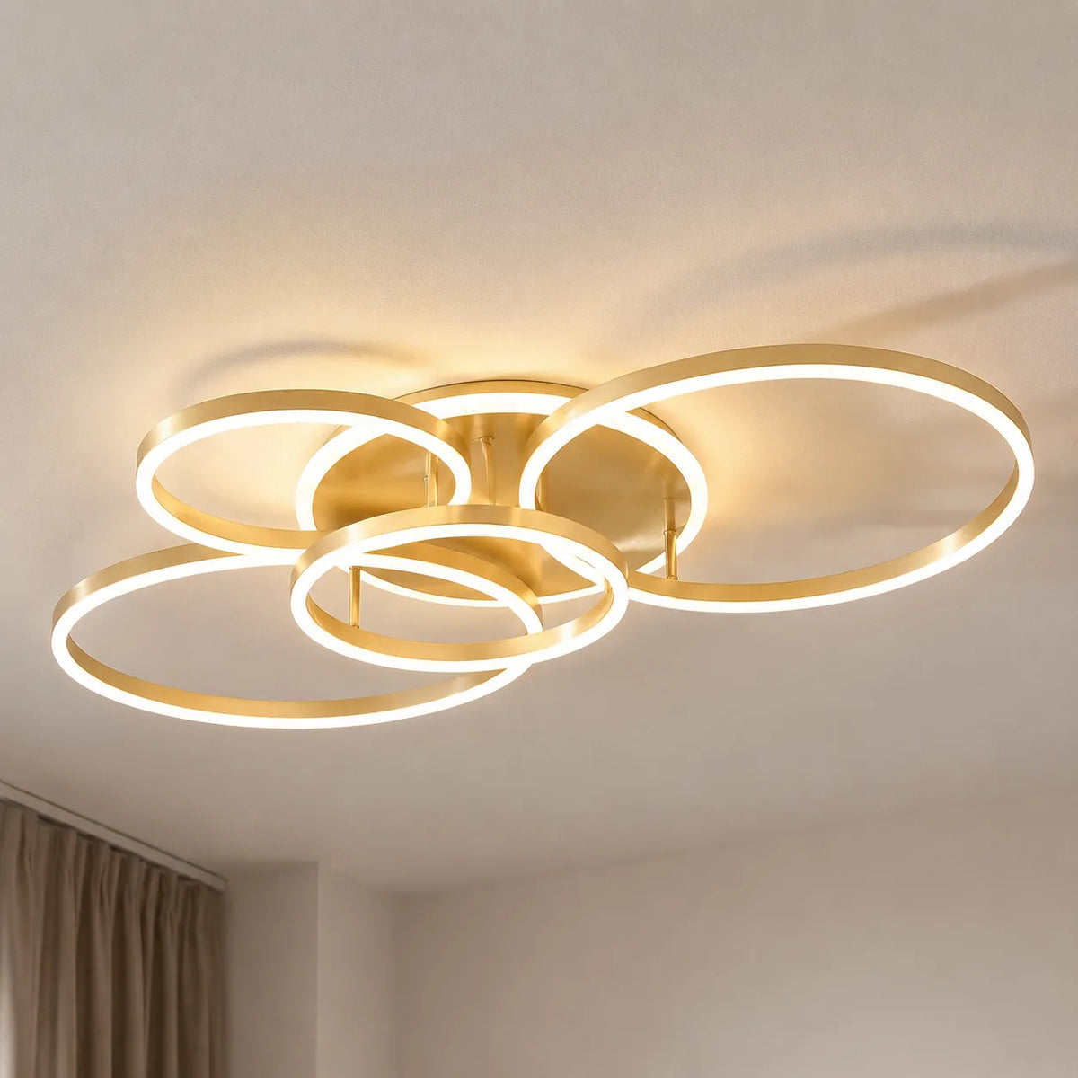 LED-Deckenleuchte mit modernen überlappenden Ringen für Schlafzimmer, Wohnzimmer und Wohnbereich