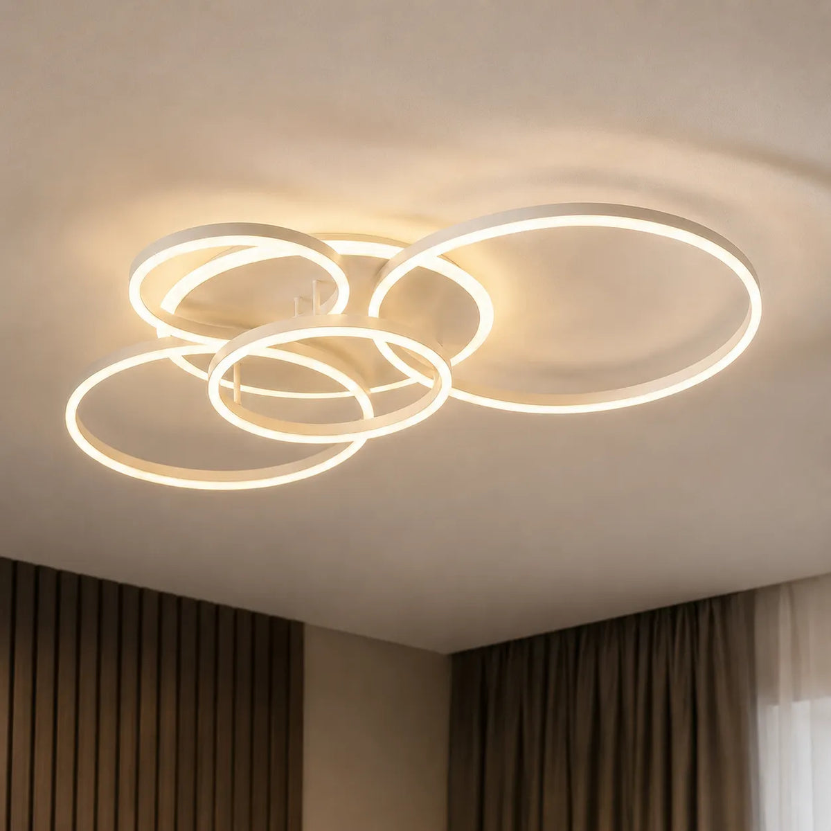 LED-Deckenleuchte mit modernen überlappenden Ringen für Schlafzimmer, Wohnzimmer und Wohnbereich