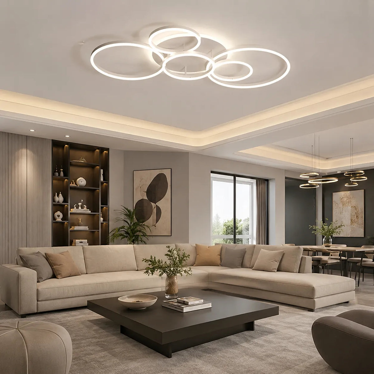 LED-Deckenleuchte mit modernen überlappenden Ringen für Schlafzimmer, Wohnzimmer und Wohnbereich