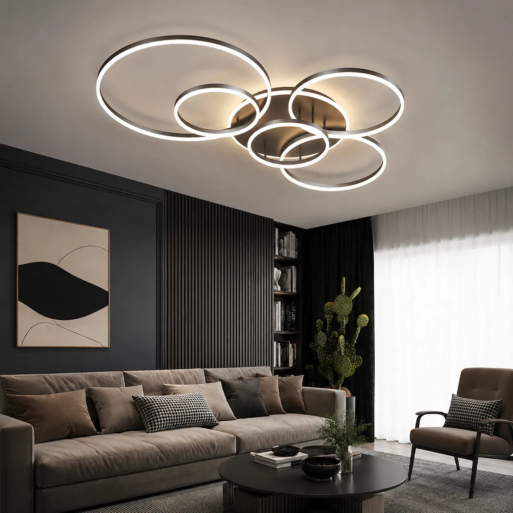 LED Ceiling Light Fixture with Modern Overlapping Rings for Bedroom Living Room Lounge