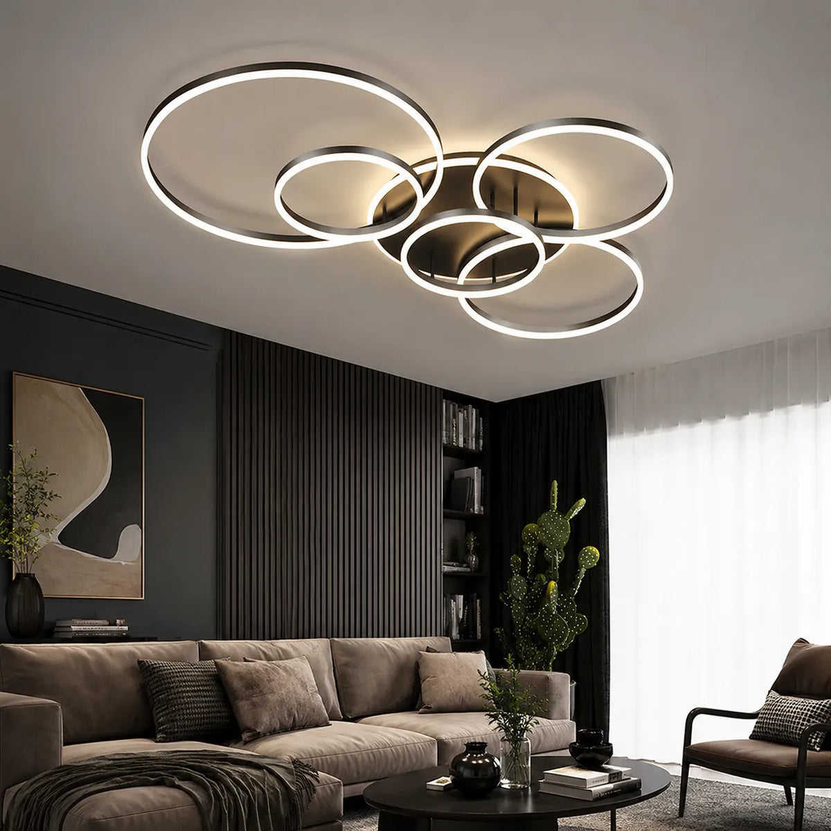 LED-Deckenleuchte mit modernen überlappenden Ringen für Schlafzimmer, Wohnzimmer und Wohnbereich