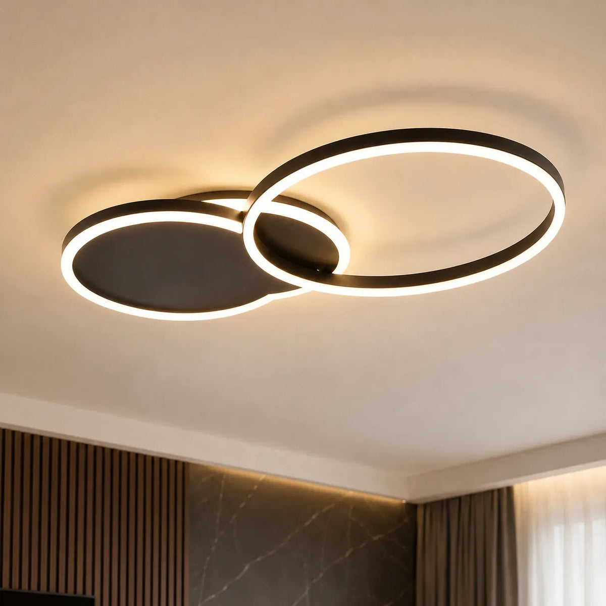 LED-Deckenleuchte mit modernen überlappenden Ringen für Schlafzimmer, Wohnzimmer und Wohnbereich