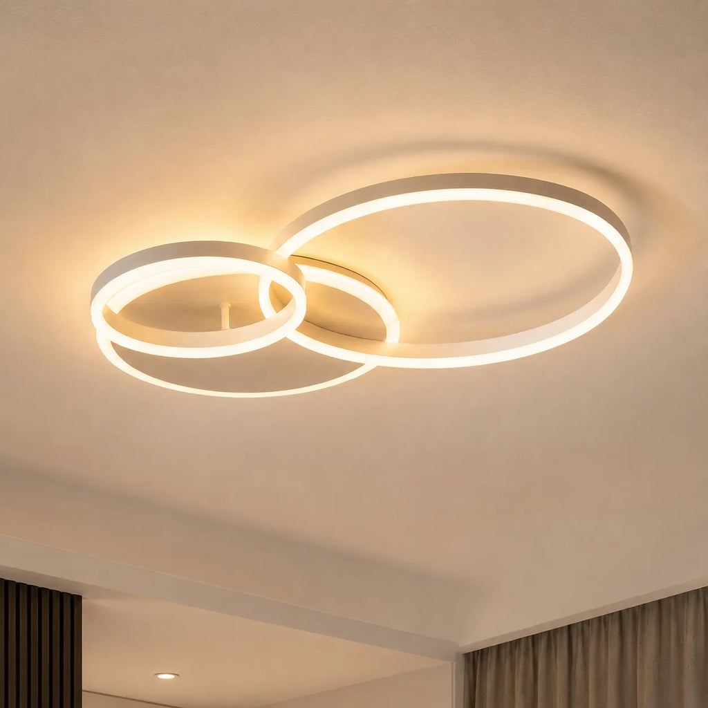 LED Ceiling Light Fixture with Modern Overlapping Rings for Bedroom Living Room Lounge