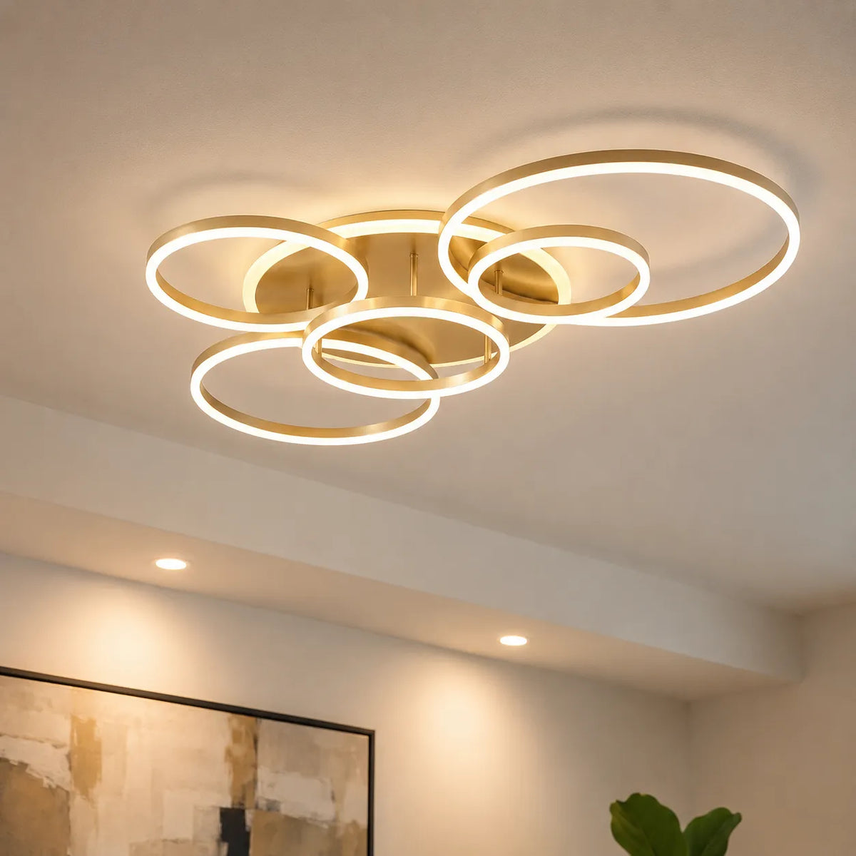 LED-Deckenleuchte mit modernen überlappenden Ringen für Schlafzimmer, Wohnzimmer und Wohnbereich