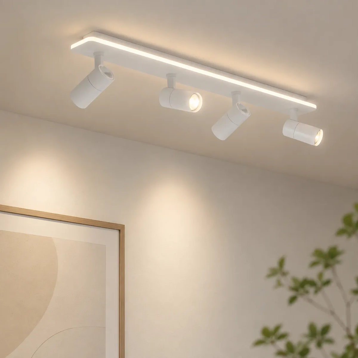 Moderne verstellbare LED-Deckenleuchte Zosia mit mehreren Spots und LED-Leiste