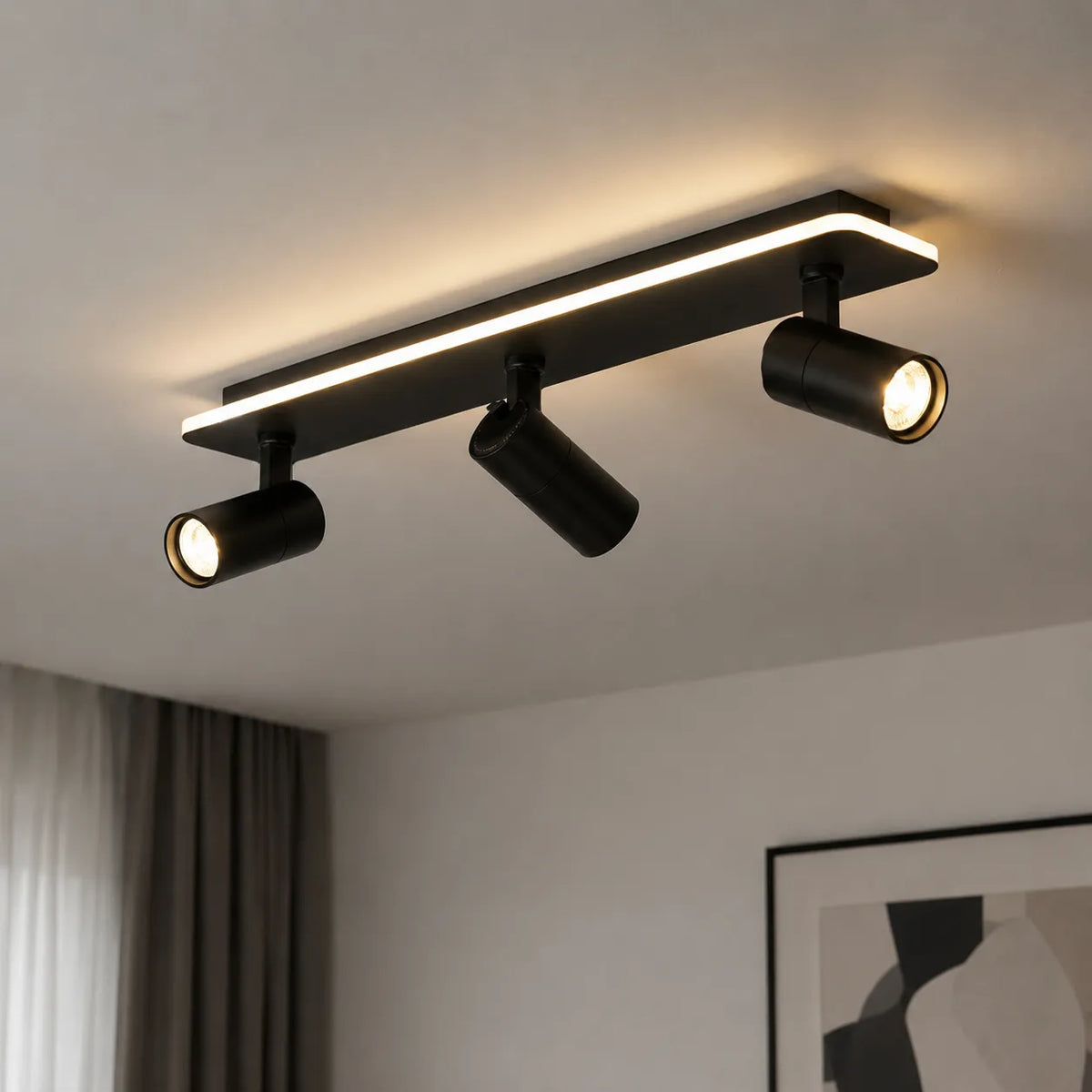 Moderne verstellbare LED-Deckenleuchte Zosia mit mehreren Spots und LED-Leiste