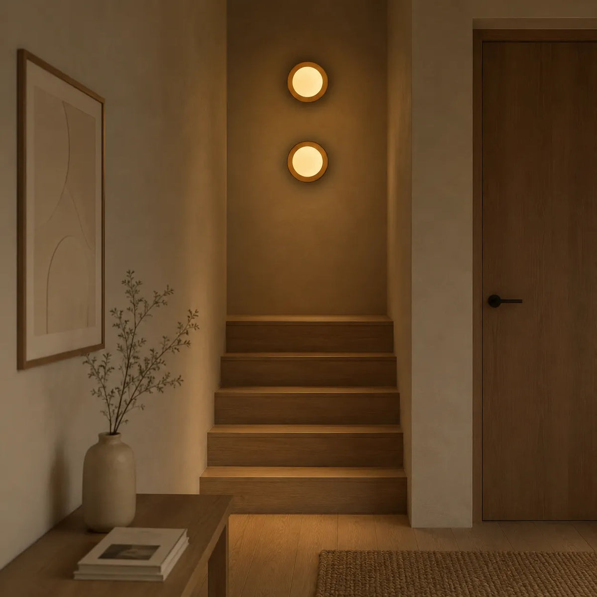Wandleuchte mit integrierter LED, natürlichem Messing und minimalistischem Design