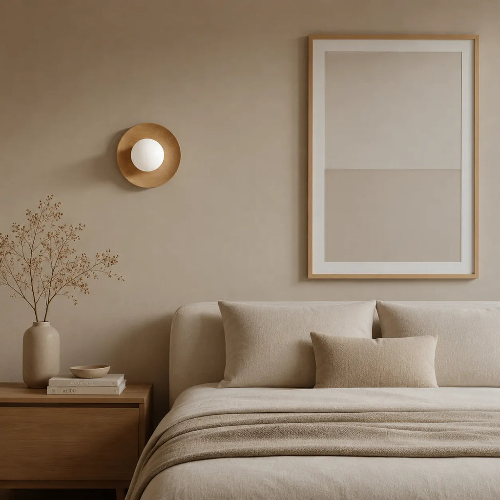 Wandleuchte mit integrierter LED, natürlichem Messing und minimalistischem Design
