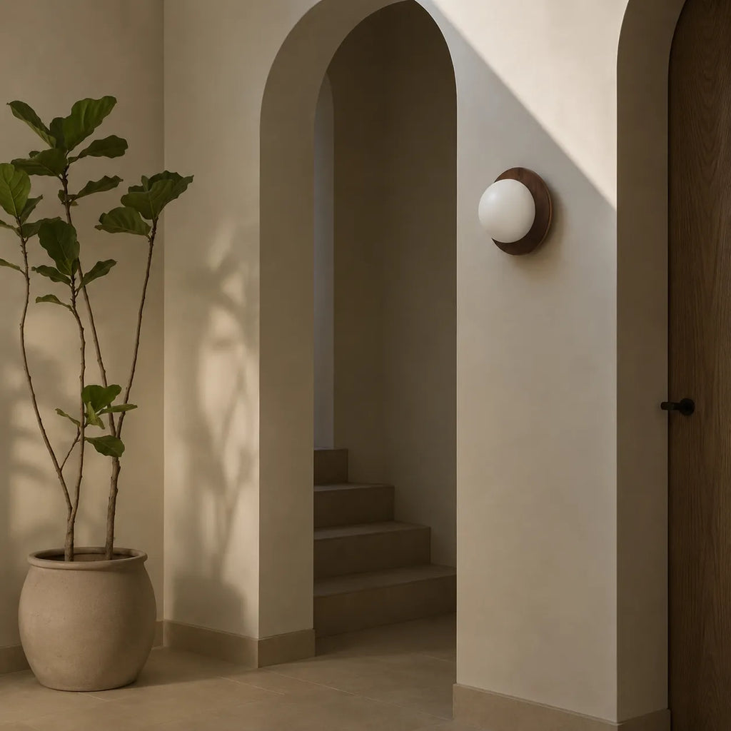 Wandleuchte mit integrierter LED, natürlichem Messing und minimalistischem Design