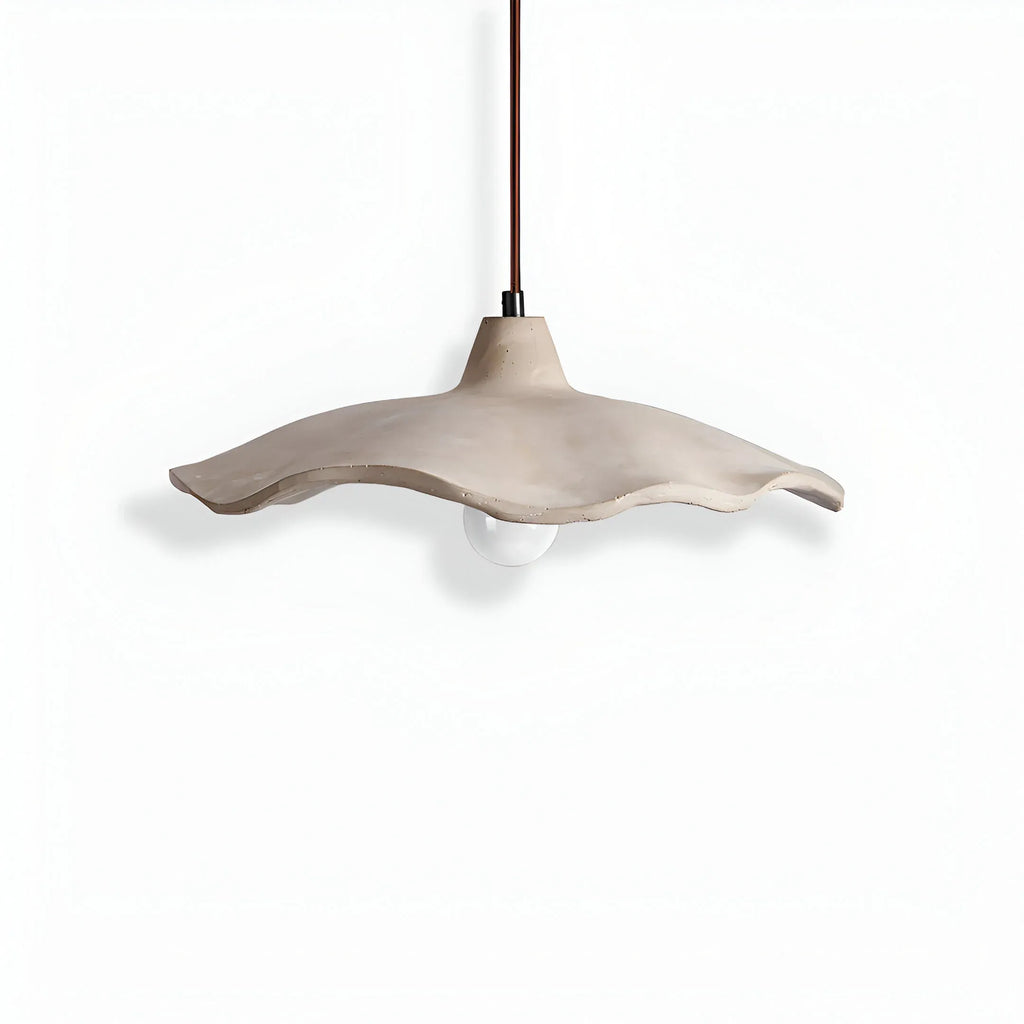 Pendant Light with Sculpted Cement Flower Design and Soft Ambient Glow