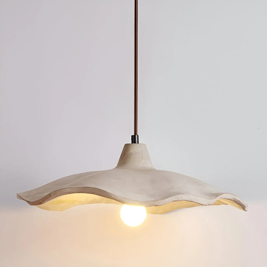 Pendant Light with Sculpted Cement Flower Design and Soft Ambient Glow