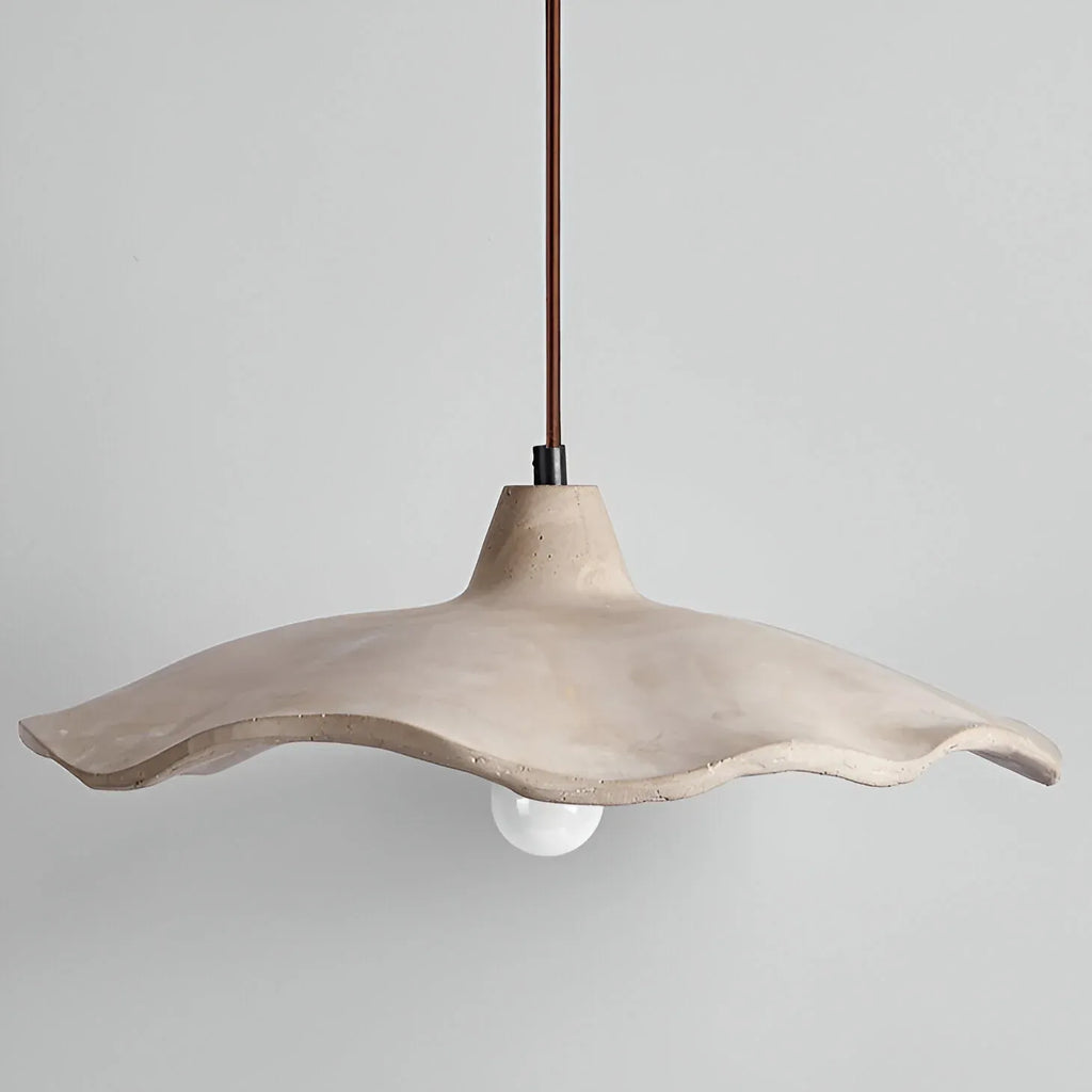 Pendant Light with Sculpted Cement Flower Design and Soft Ambient Glow