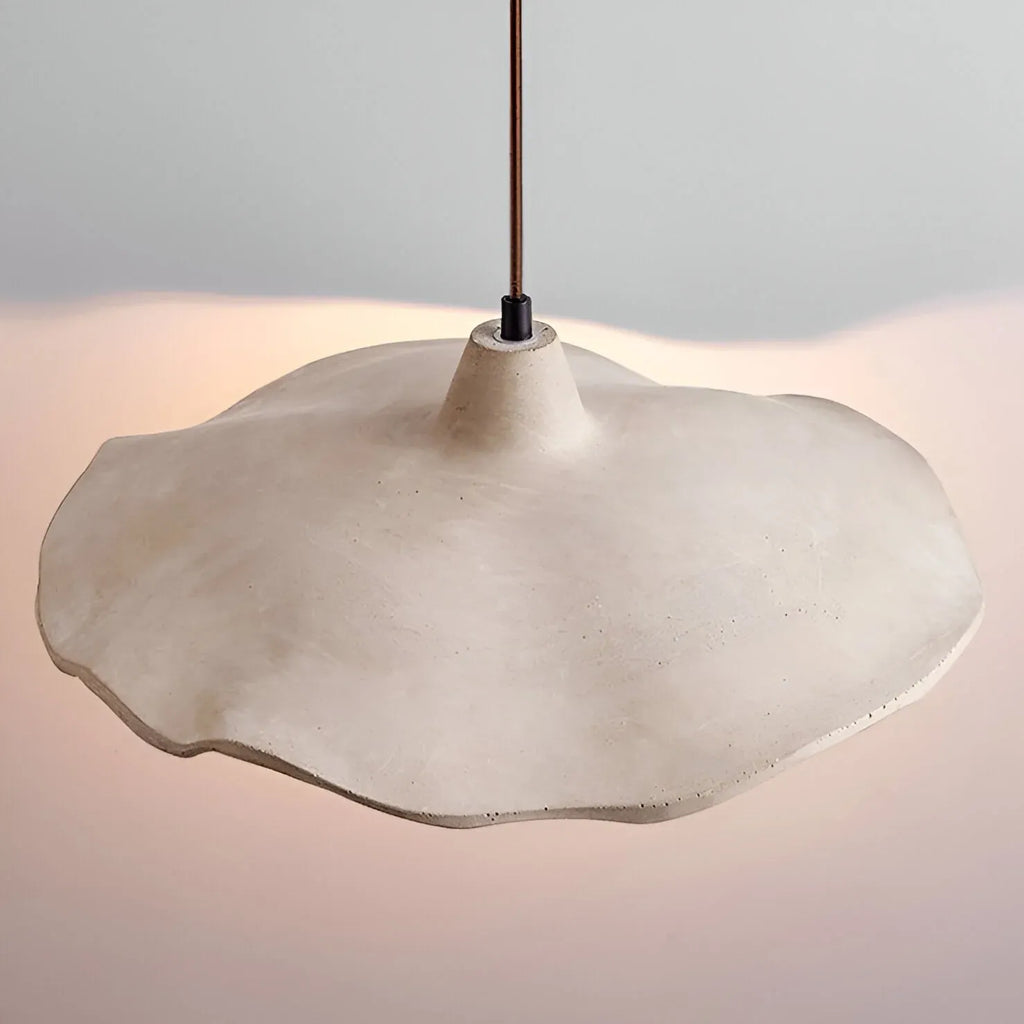 Pendant Light with Sculpted Cement Flower Design and Soft Ambient Glow